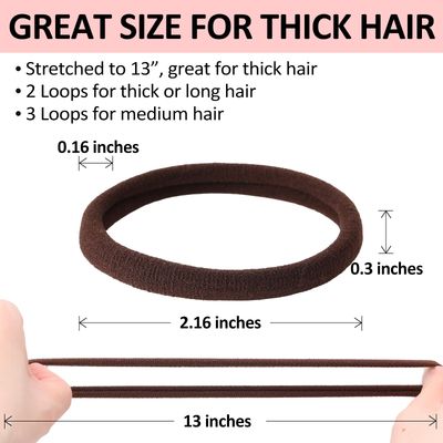 SUTHIA Brown Nylon Hair Ties for Women Girls, 120Pcs Hair Bands Elastic Ponytail Holders for Thick, Curly, Medium Hair Elastics No Damage Soft Seamless Ouchless Cloth Fabric No Crease Hair Tie Bulk