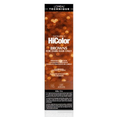 L&#39;Oral Technique HiColor Browns &amp; Blondes Permanent Hair Color | Lifts Dark Hair in One Step | No Brassiness | Rich, Smooth Creme Formula | Intense, Long-Lasting Color | Light Auburn