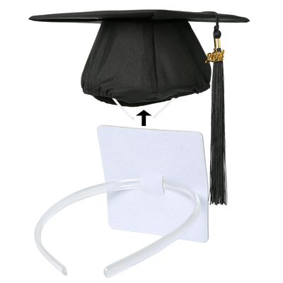 PUNCHMAN Clear White Graduation Cap Headband, 2024 New Grad Decorative Headband, Secures Cap and Hairstyle