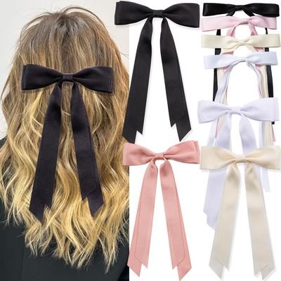 Hair Bows Set: 8 PCS Bow-knot Clips for Thick &amp; Thin Hair, Big Nonslip Claw Clips for Women and Girls