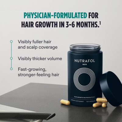 Nutrafol Men's Hair Growth Supplement and Hair Serum, Clinically Tested for Visible Thickness and Strength - 1 Month Supply, 1.7 Fl Oz Bottle