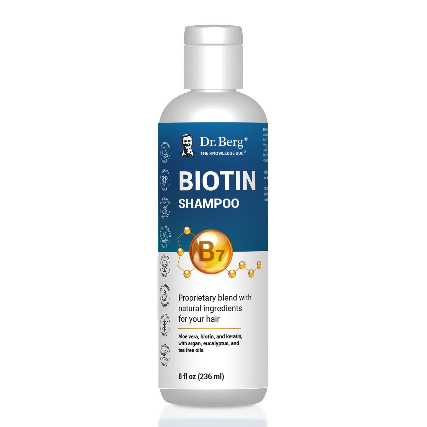 Dr. Berg Biotin Shampoo for Men &amp; Women (Improved High-Performance Formula) - Independently Tested &amp; Certified Paraben- Sulfate- &amp; Silicone-Free - Infused w/Biotin, Argan Oil &amp; Botanicals - 8 Fl oz