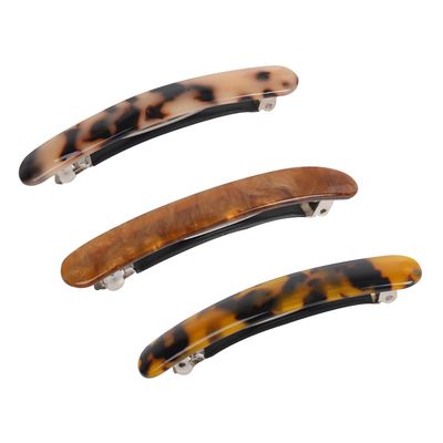 3PCS French Tortoise Shell Automatic Hair Barrettes and Retro Clasps for Women&#39;s Thick Medium Volume Hair (Sakura Pink, Ivory, Lavender)