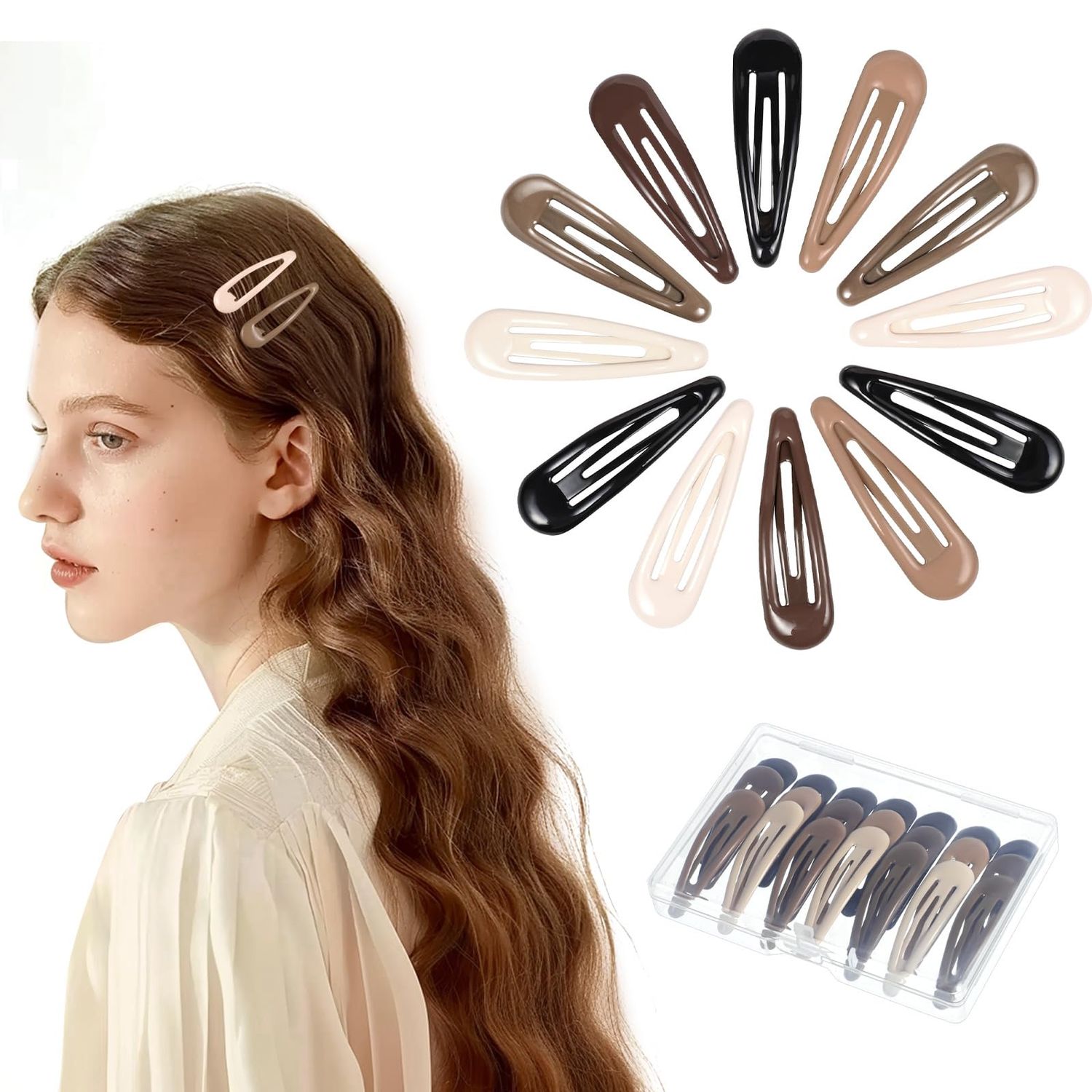 obeoby 30 Pcs 5 Colors Metal Snap Hair Clips, 2 Inch Hair Barrettes Hair Accessories for Women Girls
