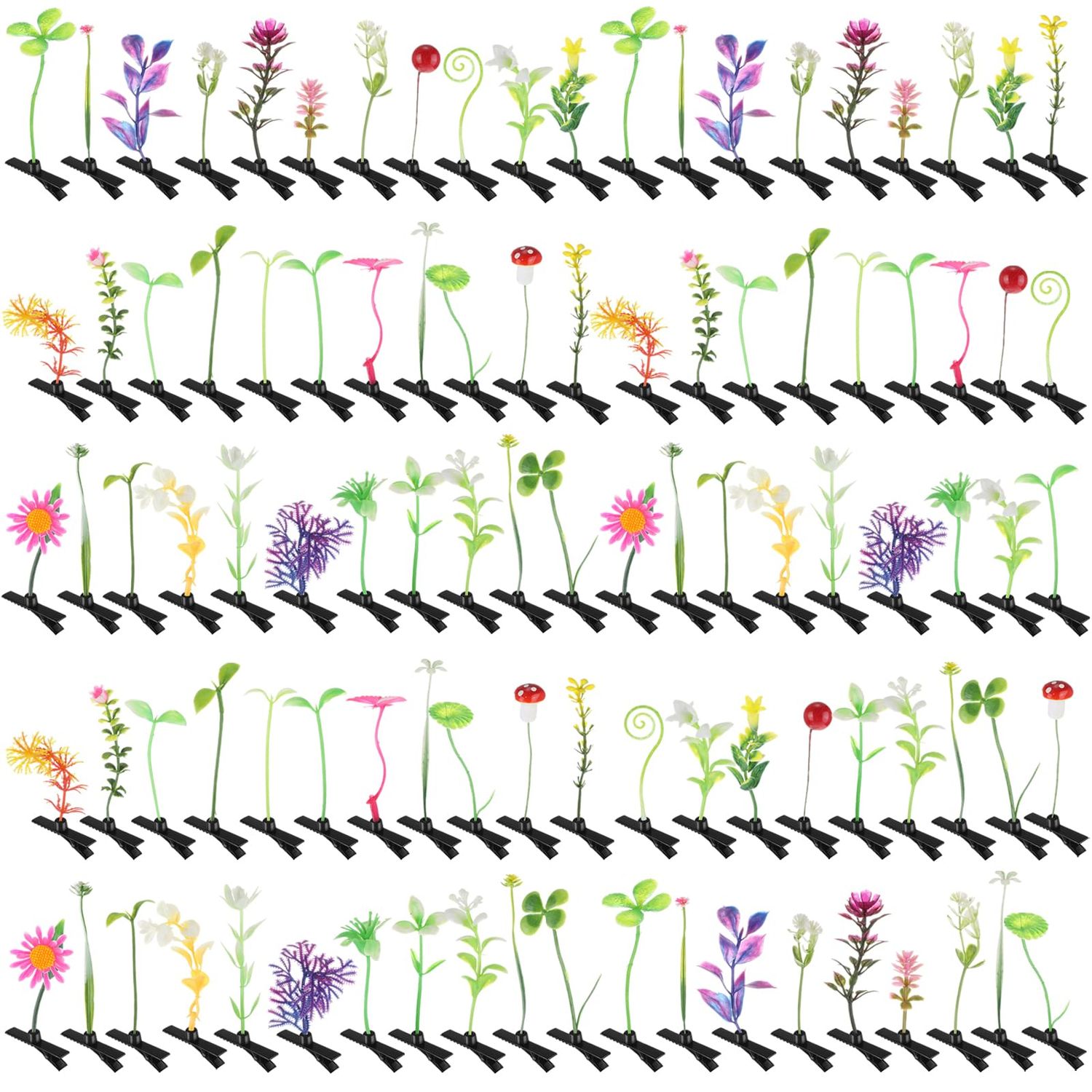 Tigeen 100 Pcs Rave Sprouts Bean Sprout Funny Hair Clips Mixed Style Plant Hairpins Hair Accessories for Home Party Irish(Mixed Style)