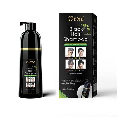Dexe Hair Dye Shampoo 14.1 Fl Oz, Gray Hair Coverage, Black Hair Dye, Hair Color Shampoo, Black Hair Shampoo for Men &amp; Women