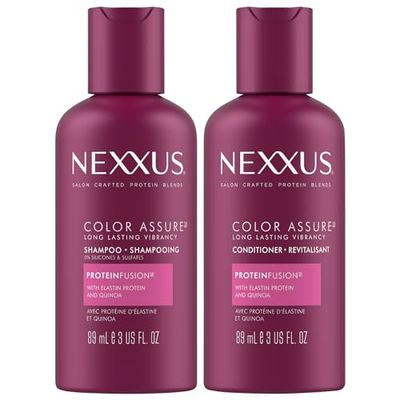 Nexxus Travel Shampoo and Conditioner, Color Assure - Replenishes and Extends Hair Color Vibrancy, 3 Oz Ea