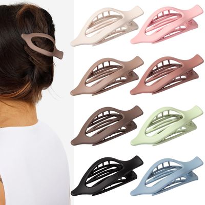 8 Pcs Flat Hair Claw Clips for Women, Lay Down Claw Clips for Thick Thin Hair, Hair Accessories Barrettes