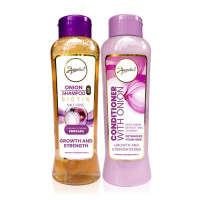 Anyeluz Onion Shampoo and Conditioner Set - Enriched with Onion Extract and Biotin, Cleanses and Reduces Oiliness, Strengthens and Revitalizes, Suitable for All Hair Types