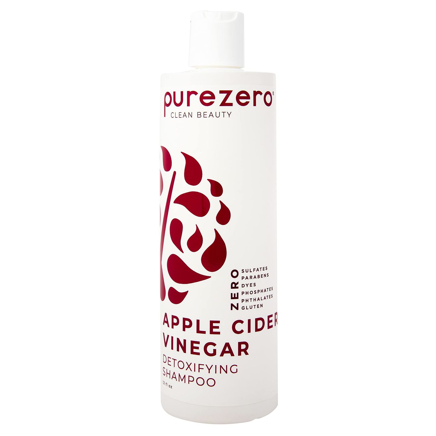 Purezero Apple Cider Vinegar Detoxifying Shampoo, 12 FZ - Detox Scalp &amp; Hair - pH balanced -Increase Hydration - Zero Sulfates, Parabens, Dyes - 100% Vegan &amp; Cruelty Free