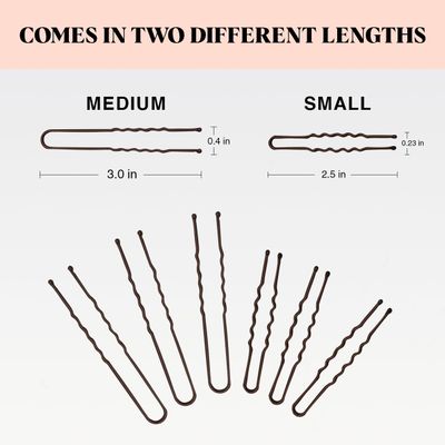 Kitsch U Shaped Hair Pins for Girls, Teens &amp; Women | Hairpin Perfect for Updos, Ballet Buns &amp; Wig Styling - 3 Inches &amp; 2.5 Inches, Brown, 18Pcs