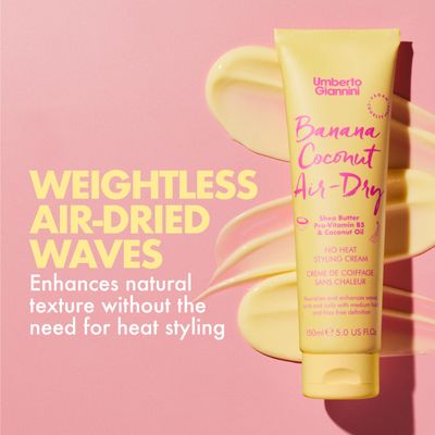 Umberto Giannini Banana Coconut Air Dry Cream 5.fl Oz - Weightless Curl Cream with Medium Hold Flexible Curls and Waves