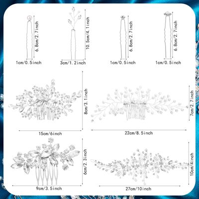 44 Pieces Wedding Hair Accessories - Faux Pearl, Crystal, Rhinestone Hair Combs, Clips and Floral Pieces for Bride and Bridesmaid (Elegant Style)