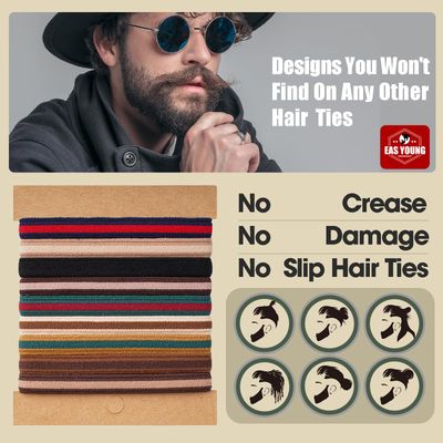 EasYoung Braided Mens Hair Ties For Men, For Buns Curly Thick Dense Hair Elastic Hair Ties For Guys, No damage No Crease Breakage, 9 Count (Pack of 1)