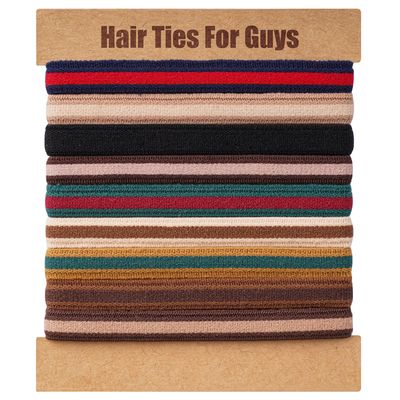 EasYoung Braided Mens Hair Ties For Men, For Buns Curly Thick Dense Hair Elastic Hair Ties For Guys, No damage No Crease Breakage, 9 Count (Pack of 1)