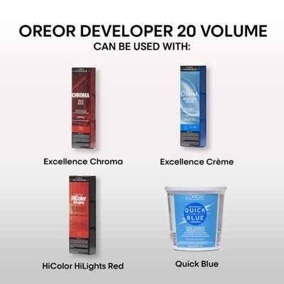 L'Oreal Technique Oreor 20 Volume Developer - Hair Color Developer, Creamy Formula For UniForm Results, Combine With Color of Your Choice, 16 Fl Oz