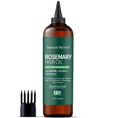 Natural Riches 100% Pure Premium Rosemary Mint Oil For Hair Growth | Biotin Hair Strengthening Treatment | Nourishing &amp; Volumizing | Non GMO Verified 8 Fl Oz