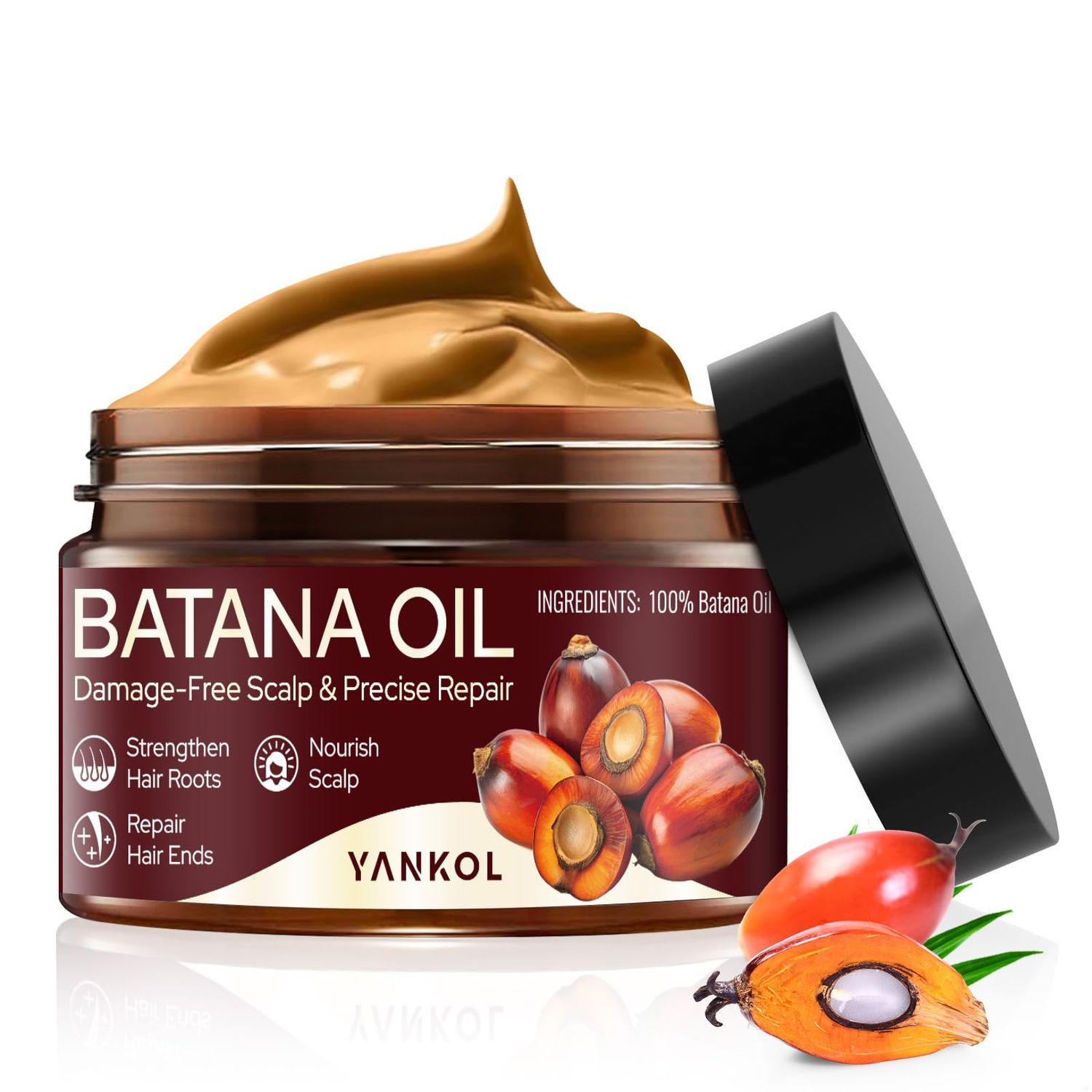 100% Raw Batana Oil for Hair Growth, Authentic Cold Pressed Organic Sebi Batana Oil Mask from China, Unrefined Hair Growth Oil Prevents Hair Loss, Eliminates Split Ends &amp; Increases Shine