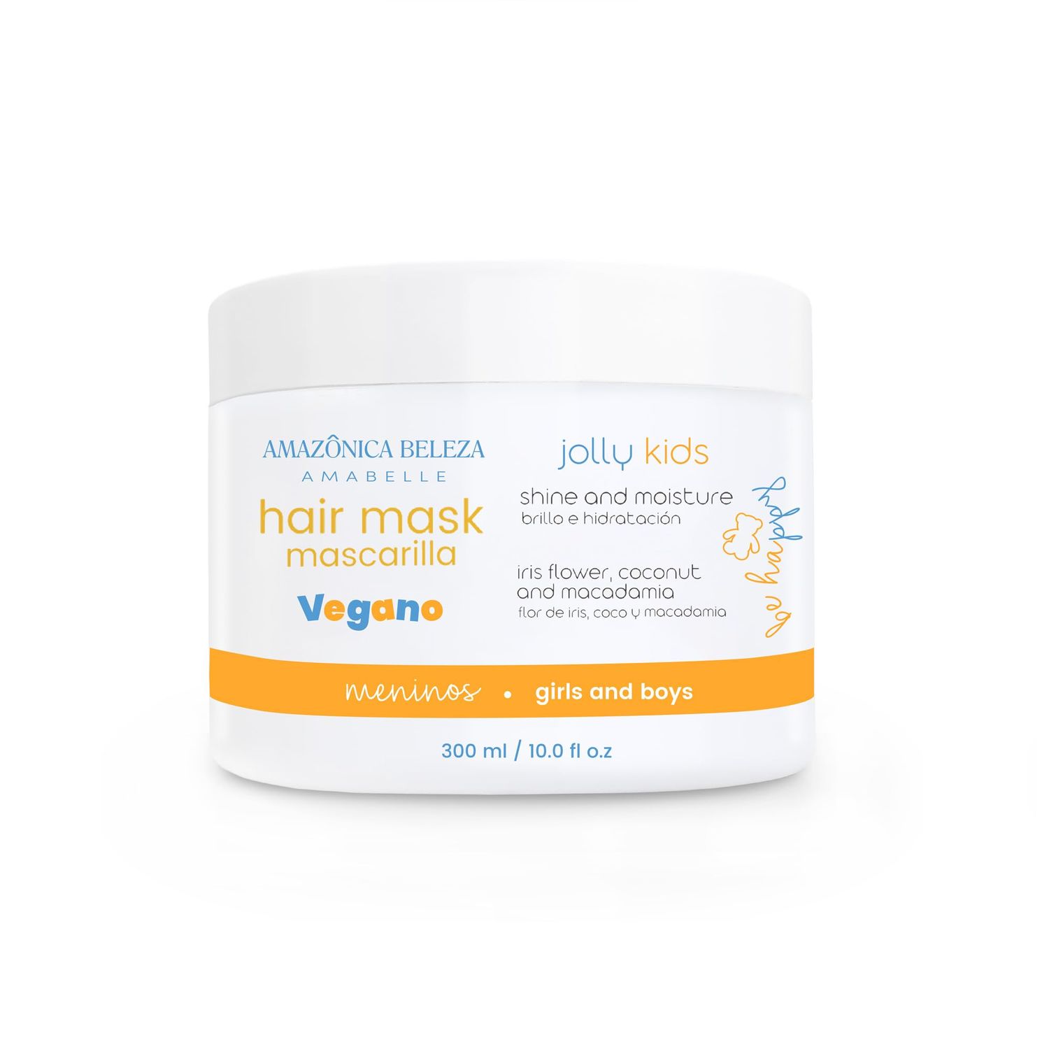 AMAZNICA BELEZA AMABELLE Hair Mask Jolly Kids |Vegan | Moisturizes and Nourishes | For All Hair Types, Curly, Straight | Promotes Healthy Growth | Mascarilla para Nios |10 Oz