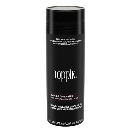Toppik Hair Building Fibers, Dark Brown, 55g | Fill In Fine or Thinning Hair | Instantly Thicker, Fuller Looking Hair | 9 Shades for Men &amp; Women