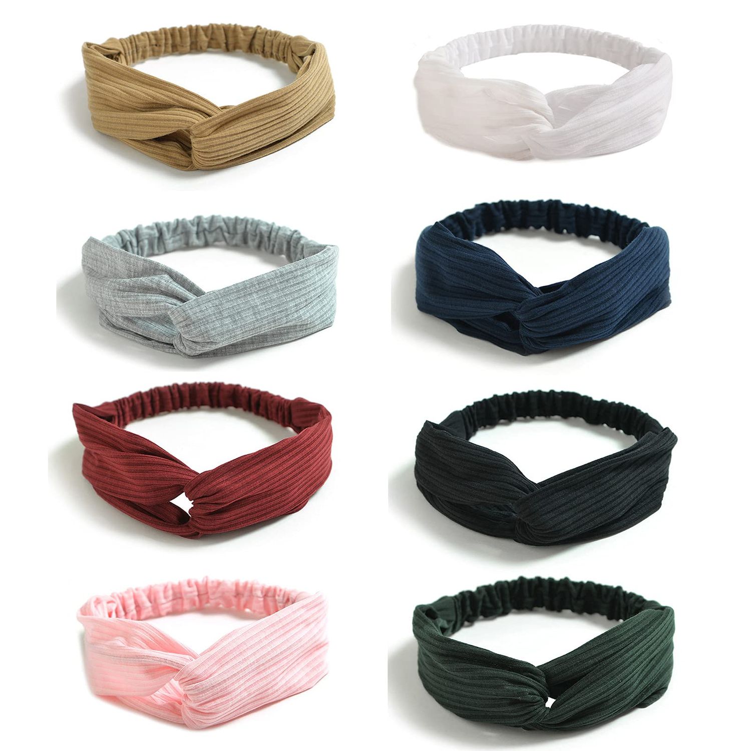 AQOKKA Elastic Knotted Headbands for Women Cloth Head Hair Bands for Women&#39;s Hair Non Slip Boho Wrap Twisted Hair Accessories