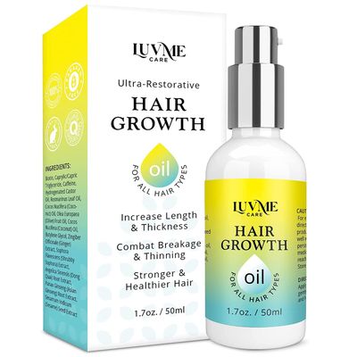 Luv Me Care Biotin Hair Growth Oil Hair Growth Serum for Thicker Longer Fuller Healthier Hair, Prevent Hair Loss &amp; Thinning, All Natural Vitamin Rich Treatment, Women &amp; Men, All Hair Types 1.7 oz
