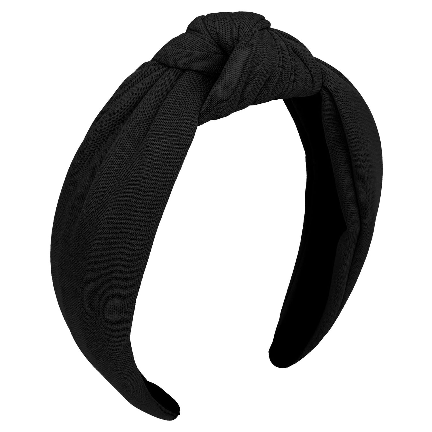 CURASA Knotted Headbands For Women Girls Black Headband Non Slip Wide Top Knot Head band Cute Fashion Hairband Preppy Fabric Hair Accessories For Thick Thin Curly Hair