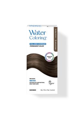 SeedBee Korean Water Coloring for Gray Hair Coverage Dye, Medium Brown, 3 Packets, Quick &amp; Natural Hair Tint, Vegan &amp; Cruelty-Free Gray Cover, For All Hair Types, 30g (1.05 oz)