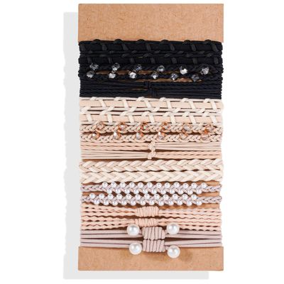 Lolalet Hair Ties Bracelet - Boho Elastics Bands, Soft Braided Thick Ponytail Holder for Thin Long Curly Hair - 20 Pcs, Style C