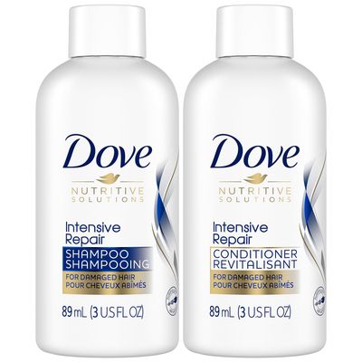 Dove Travel Essentials Shampoo and Conditioner Set - Dove Nutritive Solutions Intensive Repair for Damaged Hair, 3 Oz Ea