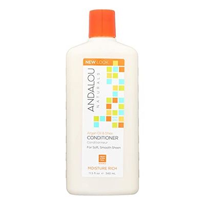 Andalou Naturals Conditioner, Moisture Rich Hair Conditioner, 11.5 Oz, Argan Oil, Shea Butter, Avocado Oil &amp; Vitamin E, Moisturizing for Dry Hair