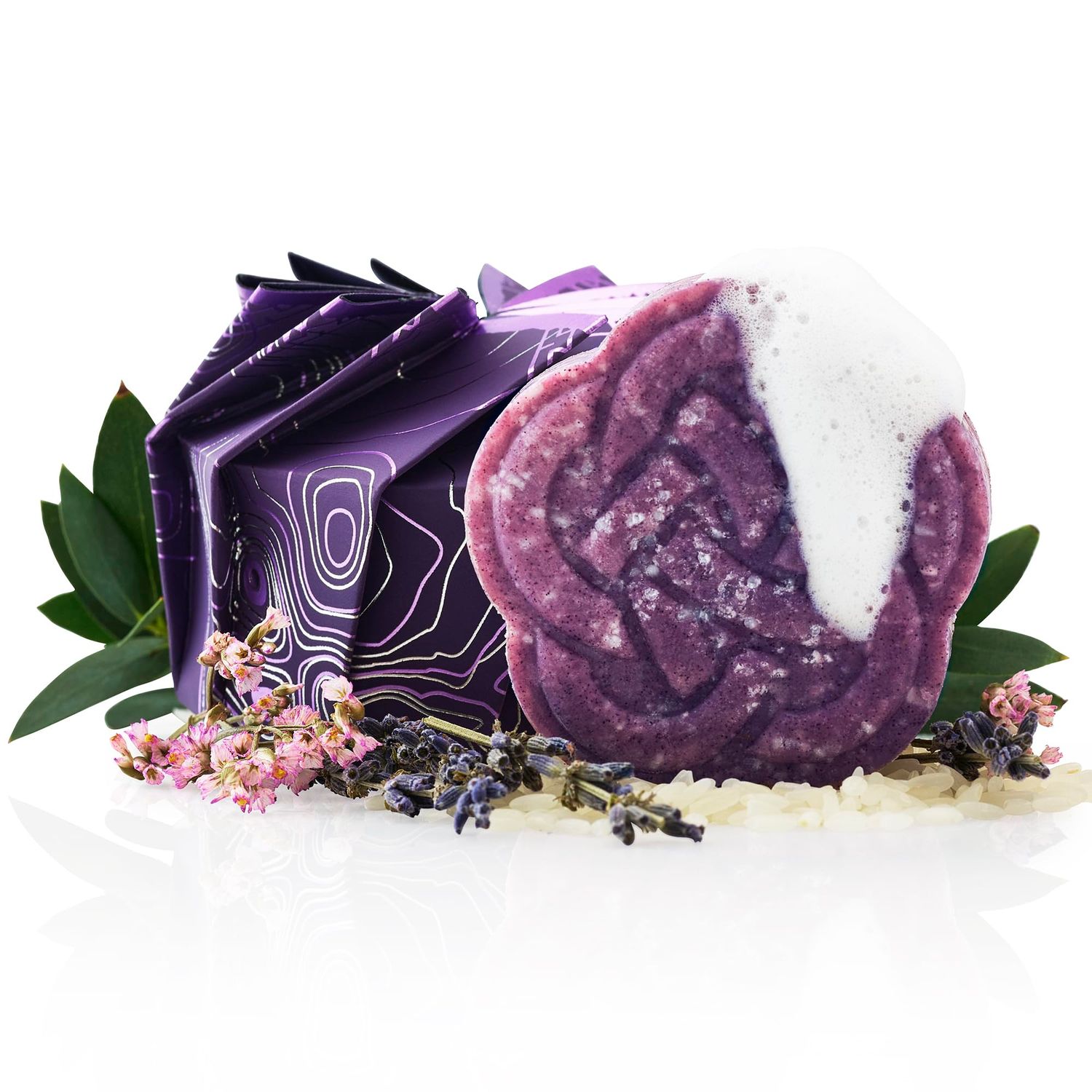 Viori Purple Shampoo Bar - Handcrafted with Longsheng Rice Water &amp; Natural Ingredients - All Natural Shampoo Bar - Neutralizes Brassy Tones In Blonde Hair