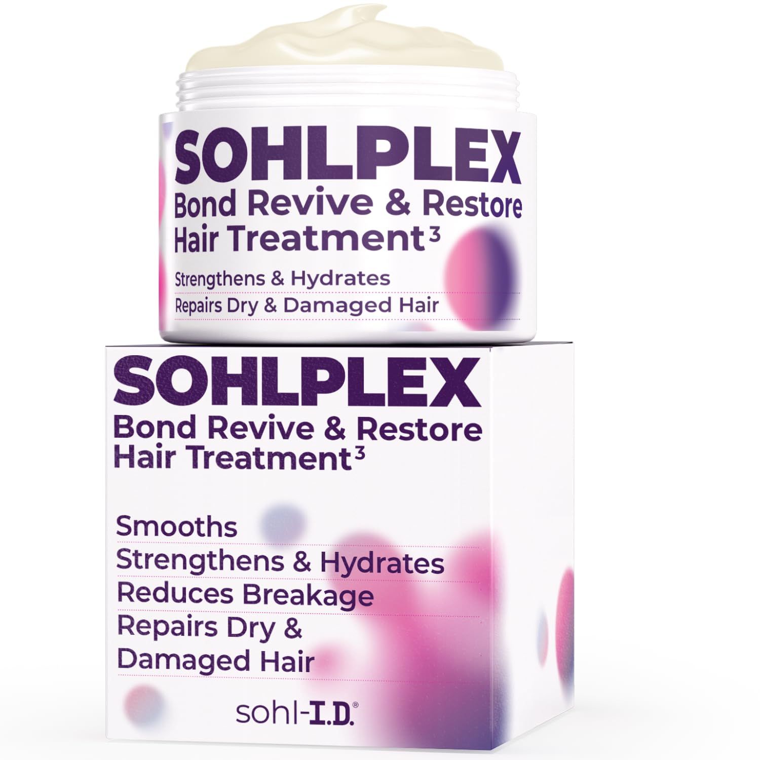 SOHLPLEX Bond Restore Treatment for Dry Damaged Hair, Deep Conditioning Mask for Frizzy &amp; Damaged Strands, Moisturizer with Hyaluronic Acid, Vitamins B3, B5, B7, C &amp; E, 100% Vegan &amp; Cruelty-Free
