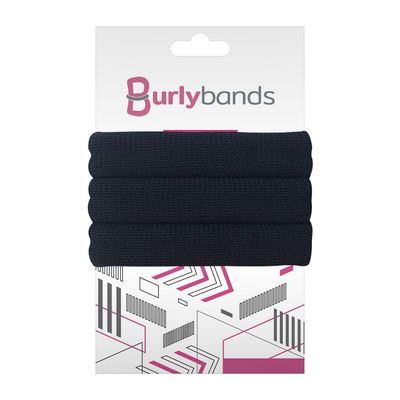 Burlybands Large Hair Ties for Thick, Heavy or Curly Hair - Non-Slip, Non-Damage, Seamless Women&#39;s Ponytail Scrunchies - Black, 3 Pcs