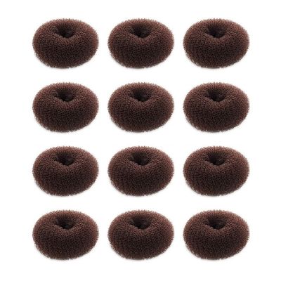 SQULIGT Hair Donut Set - 12 Pcs Crown Shapers for Short and Thin Hair, Kids Girls Women (Size S/ 2.3 Inch, Dark Brown)