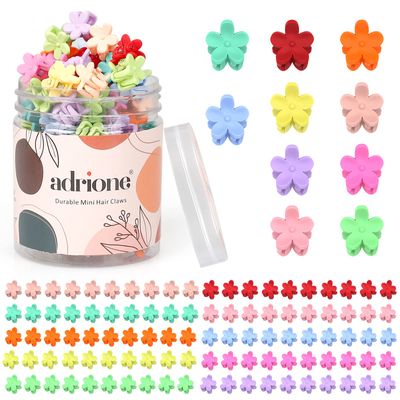 ADRIONE Mini Hair Clips Pack of 100 - Colorful Tiny Flower Hair Clips for Baby Toddler Girls Women, Strong Grip for Fine Hair Bangs