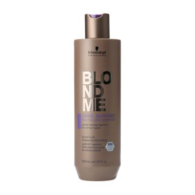 BLONDME Cool Blondes Neutralizing Shampoo - Moisturizing Hair Cleanser with Purple Toning Pigments - Neutralizes Yellow Tones and Brassiness in All Blonde Hair Types, 300ml