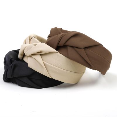Knotted Headbands for Women - Non-Slip Wide Top Knot Hair Hoops, Fashion Hairbands in Black, Beige, Brown - 3PCS Hair Accessories Set