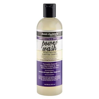 Aunt Jackie&#39;s Grapeseed Style and Shine Recipes Power Wash Intense Moisture Clarifying Hair Shampoo, 12oz.