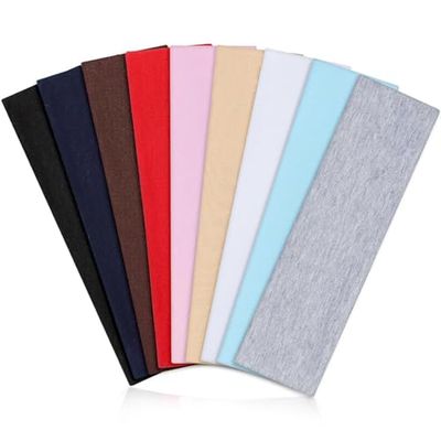 Arohecx Headbands for Women Non Slip - 9 Pcs Fabric Elastic Hair Bands for Women&#39;s Hair, Soft Cotton Cloth Stretchy Sport Headbands, Sweat Absorption Athletic Hairbands for Workout Yoga Running - A