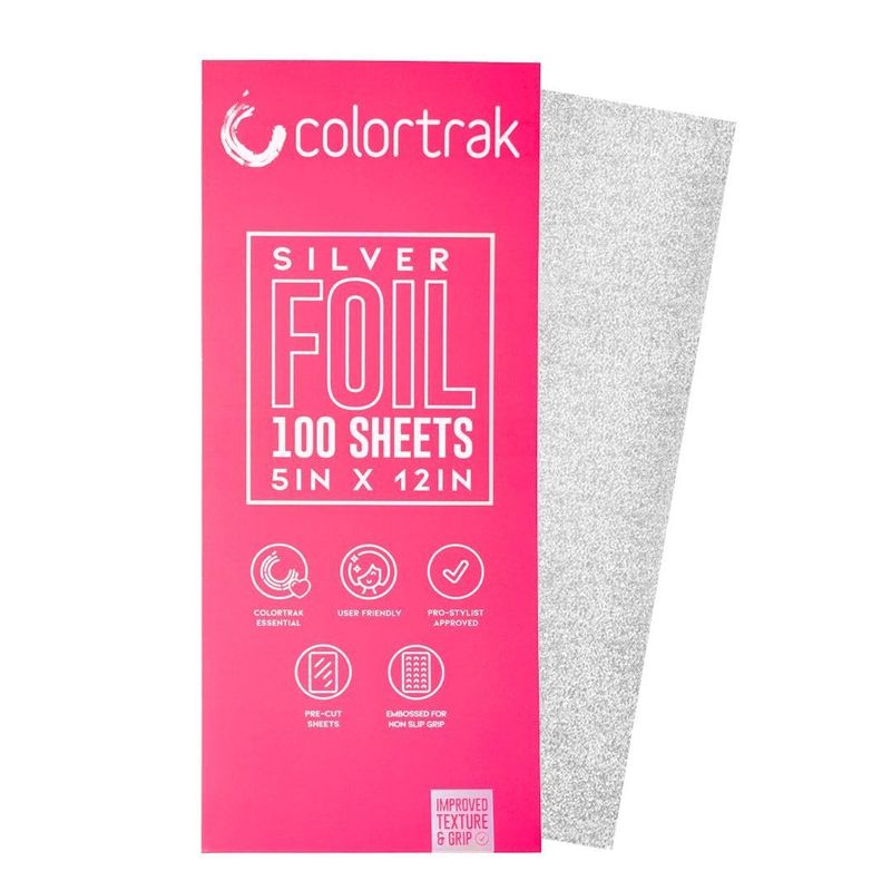 Colortrak Embossed Hair Coloring Foil Sheets, Professional, Convenient 5 x 16 inch Extra Long Pre-cut Sheets, Easy to Grab During Processing, Silver, No Separating Tissues Need, 200 Sheets Per Box