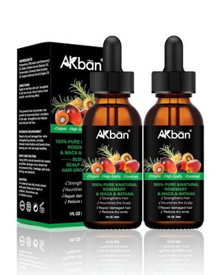 Batana Oil for Hair Growth, with Rosemary Oil Maca Argan Jojoba Oil, Promotes Hair Thickness, Nourish Scalp and Hair for All Hair Tapes | Glass Bottle with Dropper | 1fl oz + 1 fl oz