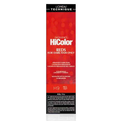 L&#39;Oral Technique HiColor Reds Permanent Hair Color | Lifts Dark Hair in One Step | No Brassiness | Rich, Smooth Creme Formula | Intense, Long-Lasting Color | Red Hot