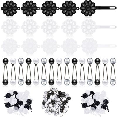 Jutom 72 Pcs Hair Barrettes Balls for Girls Self Hinge Hair Ties Bubble Accessories Set 80s 90s Bow Flower Plastic Clips for Baby Toddler(Black, White, Clear)