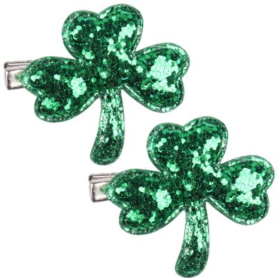 HIFANMM Green Shamrock Hair Clips Green Sequin Clover Hairpins for Women Girls St Patrick&#39;s Day Hair Accessories Lucky Day Leaf Hair Barrettes Alligator Clips Irish Day Parade Party Decor 2pcs