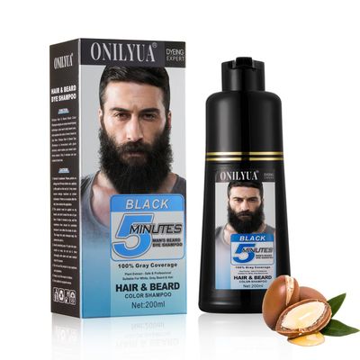 Mens Beard Dye For Men Black In Minutes, Grey Reducing Mustache &amp; Beard Wash &amp; Conditioner 3 In 1, Black Beard Dye Shampoo, Long-Lasting With Natural Extract, Gifts for Men Dad