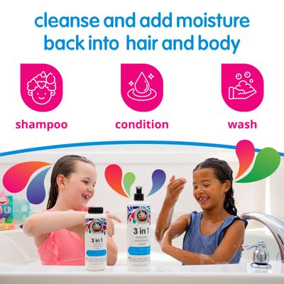 SoCozy 3 in 1 Kids Shampoo + Conditioner + Body Wash (16 Fl Oz) Gentle, Hydrating Hair &amp; Body Cleanser with Keratin, Vitamin B5, &amp; Kiwi Extract, Paraben &amp; Sulfate-Free