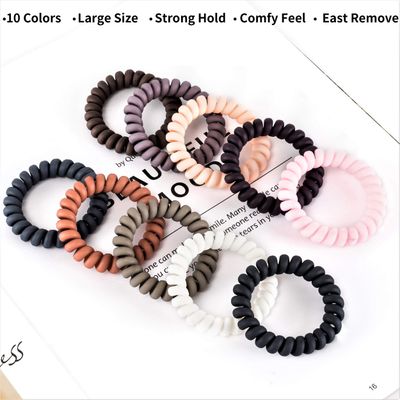 79STYLE 30Pcs Spiral No-Crease Matte Phone Cord Ponytail Holders and Plastic Coil Scrunchies (10 Colors - Large Size)