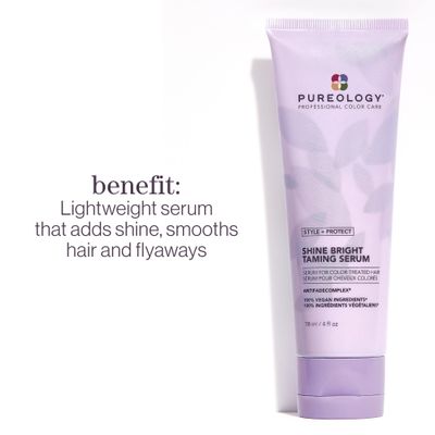 Pureology Style + Protect Shine Bright Taming Serum | For Color-Treated Hair | Shine-Enhancing, Smoothing Hair Serum | Sulfate-Free | Vegan | Updated Packaging | 4 Fl. Oz. |