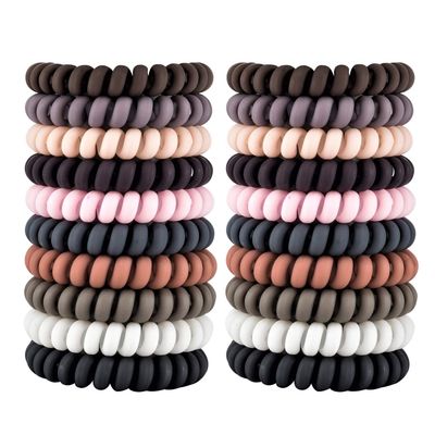 79STYLE 30Pcs Spiral No-Crease Matte Phone Cord Ponytail Holders and Plastic Coil Scrunchies (10 Colors - Large Size)